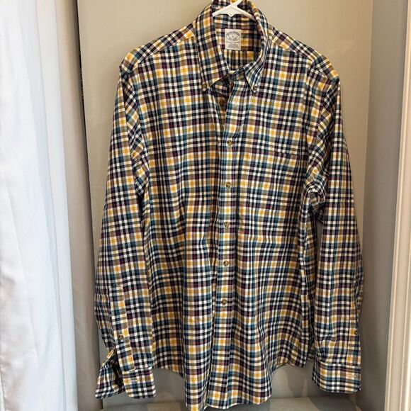 Brooks Brothers Men's Size L Plaid Button-Up Shirt | Rich Warm Colors Academia - Picture 1 of 9